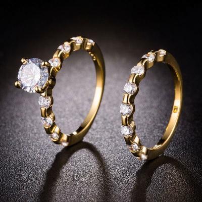 China Fashion CLASSIC Tasty Cubic Zirconia Diamond 18k Gold Plated Couple Rings Ring Set Women for sale