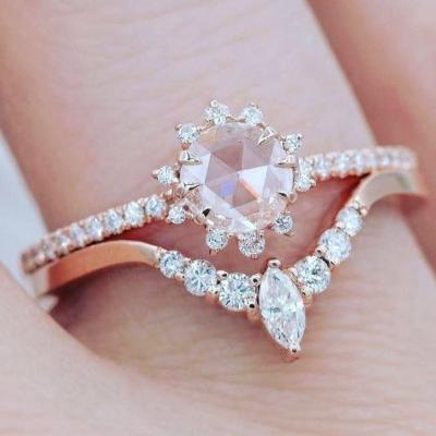 China 2pcs BOHEMIA Ring Set Vintage Crown Bohemian Ring Sets Stack Fashion Women Elegant Stacking Rings for sale