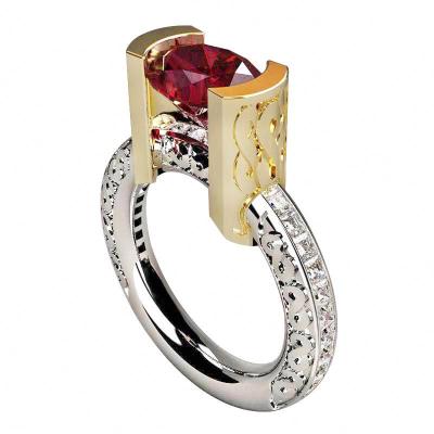 China Charming Romantic Weddings/Nice Lady Party 925 Silver Rings Size 6-10 Bride Red CZ Stone Large Silver Anillos for sale