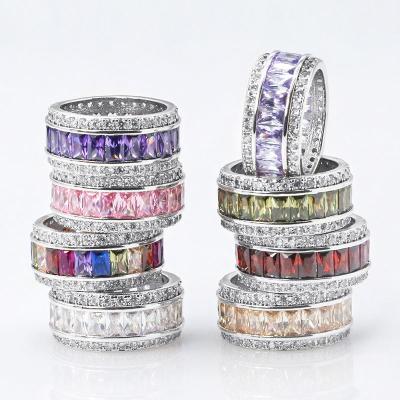 China 925 CLASSIC Exquisite Silver Plated Stone Rings Luxury High Quality Wholesale Color Cubic Zirconia Ring Birthstone Silver Plated Rings for sale