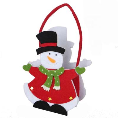 China Hot Selling Eco-friendly Disposable Snowman Handbag Kids Gift Christmas Felt Candy Bag for sale