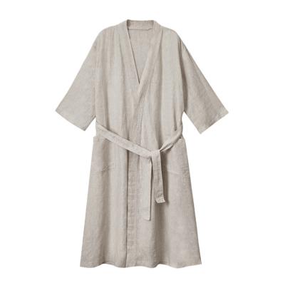 China Hotel QUICK DRY Five Star Women's Pajamas 100% Sheer Sheer Linen Robe With Pockets Simple Kimono Style Bathrobe for sale