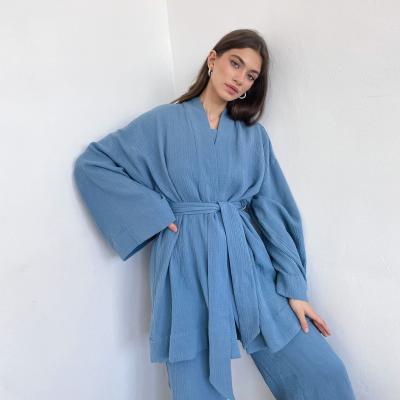 China OEM Loungewear Set Sectional V-Neck Cotton QUICK DRY Pajamas Set Women Skin-friendly Nightwear for sale