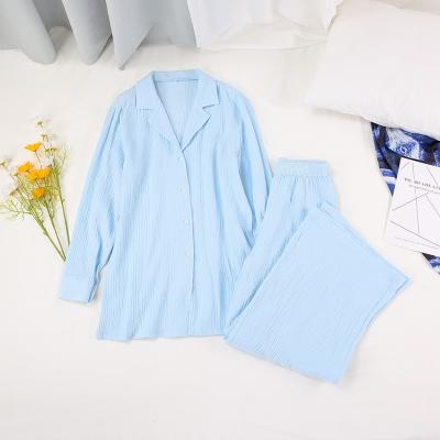 China Loungewear Set Sectional Suit Collar QUICK DRY Custom Cotton Knitted Loungewear Ladies Skin-Friendly Pajama Sets for sale