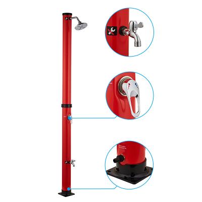 China PVC+ABS With Chrome One Piece Outdoor Modern Beach Shower Column Red Solar Shower Column For Swimming Pool for sale