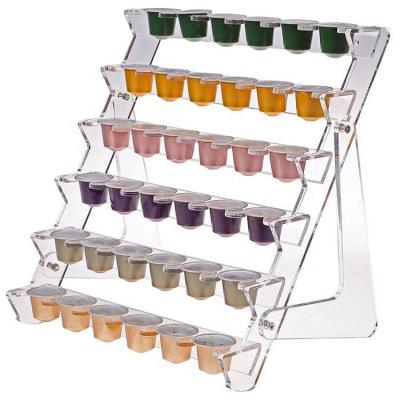 China Modern OEM Clear Acrylic Nespresso Coffee Capsule 36 Pod Holder Stand for sale