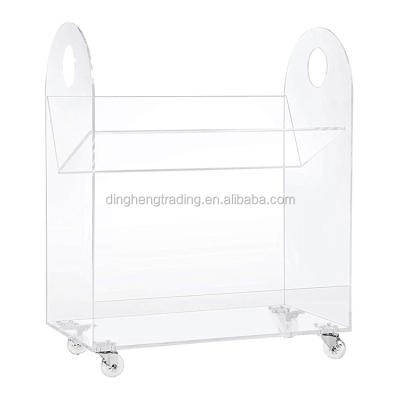 China Can Be Customized Modern Clear Acrylic Baby Book Shelves Carter Storage With Roller Wheel For Kids Popular for sale