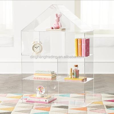 China Modern Modern Clear Acrylic House Form Children's Bookcase Shelf Rack With 9 Compartments for sale