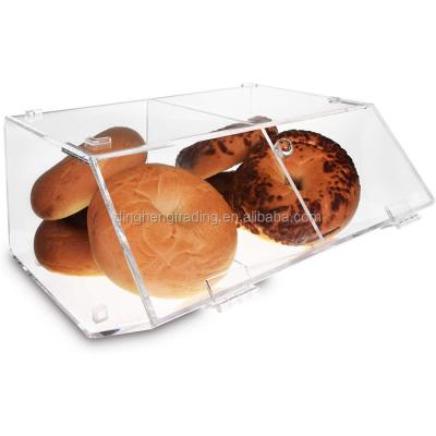 China Modern custom high quality clear acrylic stackable hinged bread display case with 2 compartments for sale