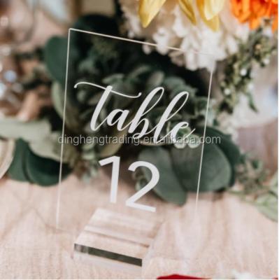 China Modern Clear Acrylic Wedding Table Numbers Stands Rack for sale