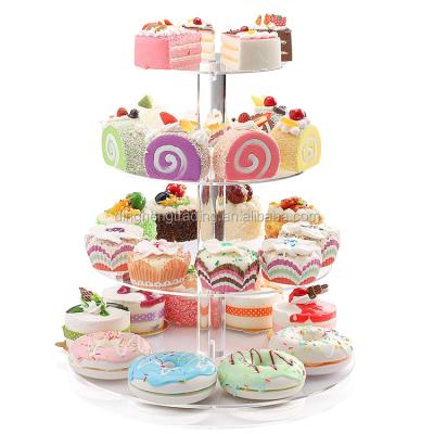 China Wholesale Modern Wedding Round Acrylic 4 Tier Cake Display Decorating Stand for sale