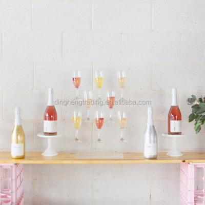 China Modern Custom Tabletop Clear Acrylic Champagne Wall Display Stand 3 Tier Rack For Events for sale