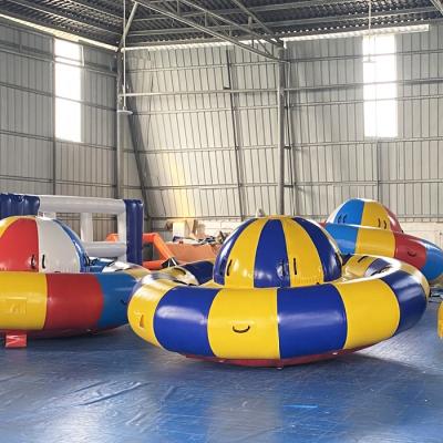 China PVC/TPU (0.9mm hot selling 4-10 people water sport game spinning inflatable UFO disco boat for sale