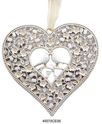 China HIGH QUALITY METAL WEDDING ORNAMENT HEART SHAPE LOVE BIRD FLOWER ORNAMENT DECORATION for sale