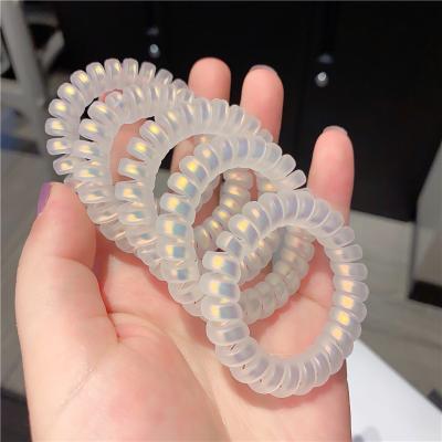 China PVC Matte Telephone Wire Hair Bands Elastic Coil Traceless Hair Ties for sale