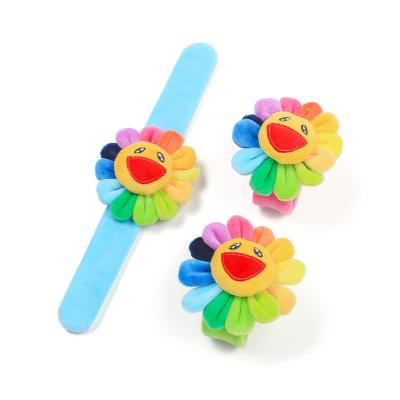 China Best Selling Cute Plush Sunflower Applause Soft Wristband For Promotional Gift for sale