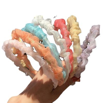 China Colorful Organza Kids Hair Band Baby Hair Accessories Wholesale Organza Headband For Girls for sale