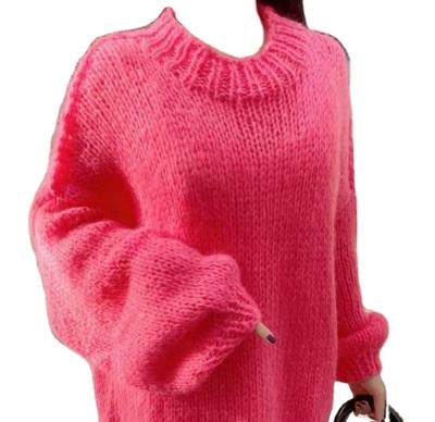 China Anti-wrinkle early spring languid lazy wind color lantern sleeve pure handmade sweater for sale