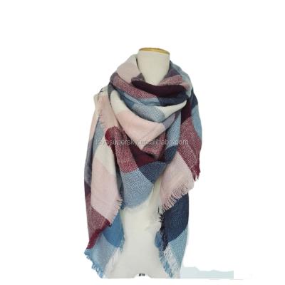 China U06 Elegant Women Winter Blanket Scarf Plaid Shawl Oversized Square Blanket Scarf for sale