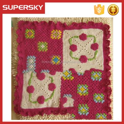 China PORTABLE Handmade M3 Wool Blanket Embroidered Granny Square Crochet Blanket Afghan Throw Blanket for sale