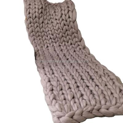 China Home Decoration T016 Super Chunky Merino Wool Blanket Big Stitch Cable Blanket for sale