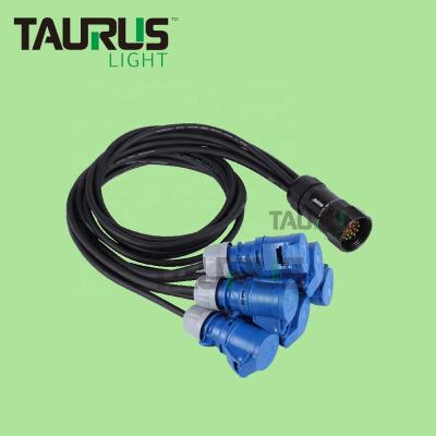 China Step 19 Pin Socapex Male Plug To 6 Male Powercon ECO 16A Power Cable for sale