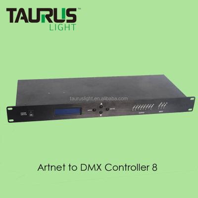 China Hot Selling Stage Artnet Lighting Console To DMX Controller 8 Output Artnet for sale