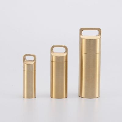 China With Key Ring - Brass L Size Pure Brass Survival JKYP Waterproof Tank Sealed Storage Box Waterproof Medicine Bottle For Outdoor Key Pendant for sale