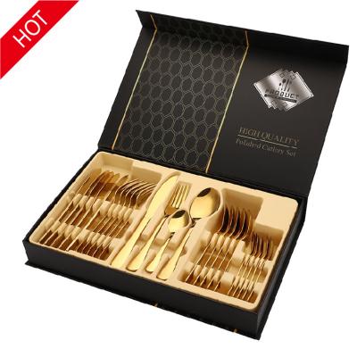 China High Grade Gold Cutlery 24pcs Cutlery Set Stainless Steel Flatware Sets Cutlery Set Viable Wholesale for sale