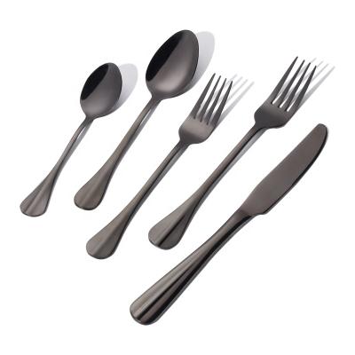 China New Arrival Sustainable Fancy Royal Black Silverware Set Stainless Steel Cutlery 5/20pcs for sale