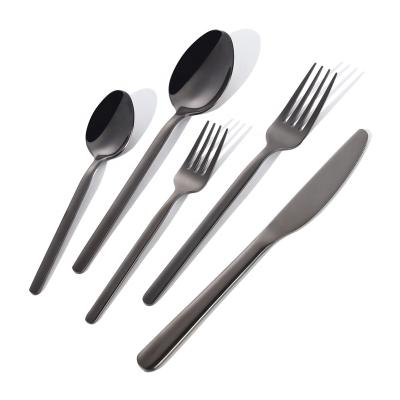 China Viable Titanium Metal Cutlery Stainless Steel Spoon Fork Set Black Colorful Dinner Knife for sale