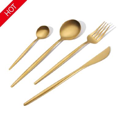 China Flatware viable high quality stainless steel Nordic Gold, set spoon fork knife mat covered with gold cuttlery for sale