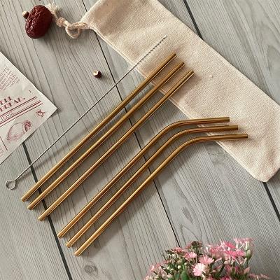 China Sustainable Wholesale Drink Pouches With Straw 6pcs 215*6mm (18/10) 304 Stainless Steel Straws With Cleaning Brush for sale