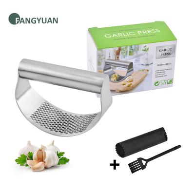 China FANGYUAN Viable 3 in 1 Full Stainless Steel Premium Manual Kitchen Garlic Press Rocker Meat Grinder Grinder Tool Kit with Peeler for sale