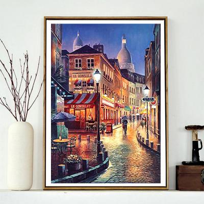 China Modern Canvas Art Crafts Around DIY Diamond Embroidery Kit Home Decoration 5d Full Diamond Painting Street View Oil Painting for sale