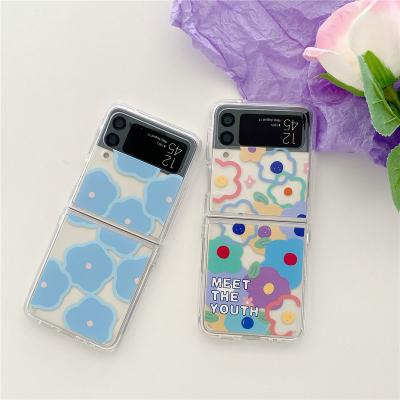 China Fashion Flower Cell Phone Shockproof Case Suitable For Samsung zflip3 Anti Folding Cover Device Transparent Falling Case for sale