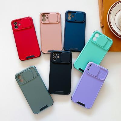 China Luxury Wholesale Shockproof Slide Push Window Lens Cell Mobile Back Cover Phone Case For 13 12 11 Pro Max for sale