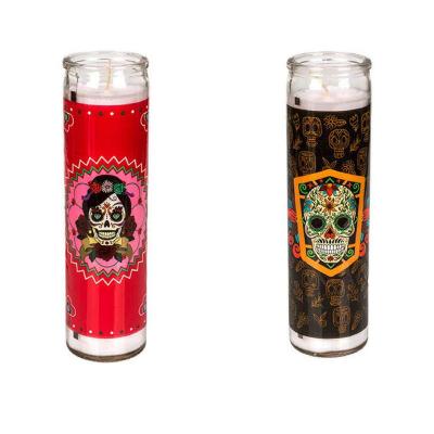 China Luxury Religious Mexico Prayer Candle Jars Vaso 7Days 20CM Glass Size for sale