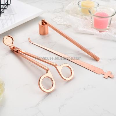 China 3 Piece Unique or Luxury Pink Candle Ens Scissors Clipper Wax Candle Cover Stainless Steel Extinguisher Extinguisher for sale