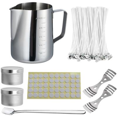 China stainless steel & Environmentally Friendly Wax Cup Sticker Pot Wick Tool Kit Candle Aromatherapy DIY Aromatherapy Candle Wick Pouring Candle Holder and Plastic Cup for sale