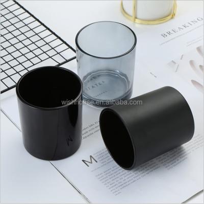 China Empty Scented Black Frosted Candle Jar Home Decoration DIY Fragrance Candle Wax Cup Glass Container With Wooden Lid for sale