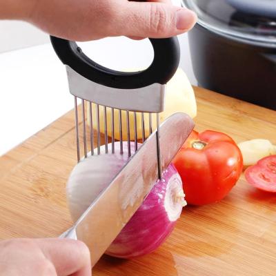 China Stocked Hot Sale Kitchenware Onion Cutter Cleaver Stainless Steel Slicer With Stainless Steel Soap Deodorizer Slicer for sale