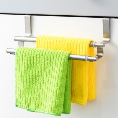 China Eco-friendly Light Gray Towel Rack Wall Mounted Retractable Household Stainless Steel Kitchen Hanger Hot Sale Eco-friendly for sale