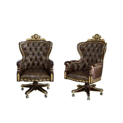 China EUROPEAN Customized Furniture Royal Luxury Design European Style Carved Office Boss Swivel Chair Solid Wood Furniture for sale