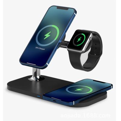 China Can charge 3 sets at the same time Qi 15W wireless fast 3 in 1 magnetic wireless charger upgrade 3 in 1 phone holder stand wireless charger for iPhone 13 series for sale