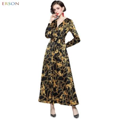 China Retro Summer French Women's Fashion Anti-Static Spring Waist Tie and Swing Skirt Casual Dress for sale