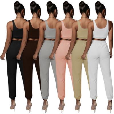 China QUICK DRY pants set Autumn Women clothing trending high end sleeveless women organic cotton sweatpants women two piece 2021 for sale