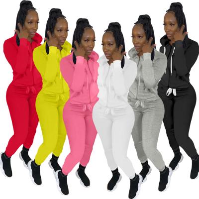 China QUICK DRY Women's Pants Sports Wear Hood Sweatsuit Hoodie Zipper Long Sleeve T-Shirt Sets Sports Ladies Joggers Pants Women's Pants for sale