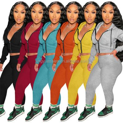 China 2021 QUICK DRY Jogging Zipper Sweatsuit Ladies Sports Hoodies Drops Women Workout Pants Two Piece Sets for sale