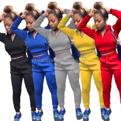 China 2021 Fall Custom Made QUICK DRY Ropa De Mujer Women 2 Piece Jogger Set Pullover Sport Fitness Pants Sweatshirts Hoodie Set for sale